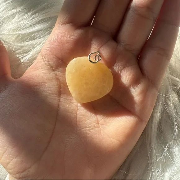 Golden Heart Citrine Pendant – Silver Bail Necklace Charm - Picture 3 of 4